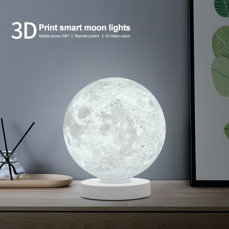 Lámpara de Luna inteligente impresa en 3D, lámpara de escritorio LED, Alexa, asistente de Google, WiFi, Control de voz, luz Lunar colorida, luz de mesa creativa