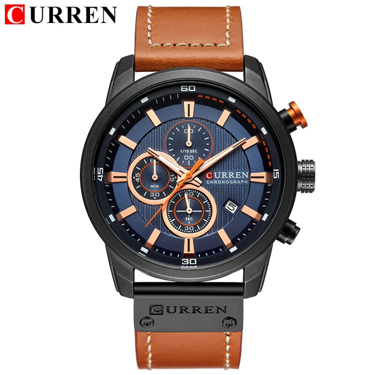 Relojes de cuarzo para hombre con correa de cuero de moda CURREN de lujo de marca superior, relojes de pulsera informales con fecha de negocios para hombre, reloj Montre Homme