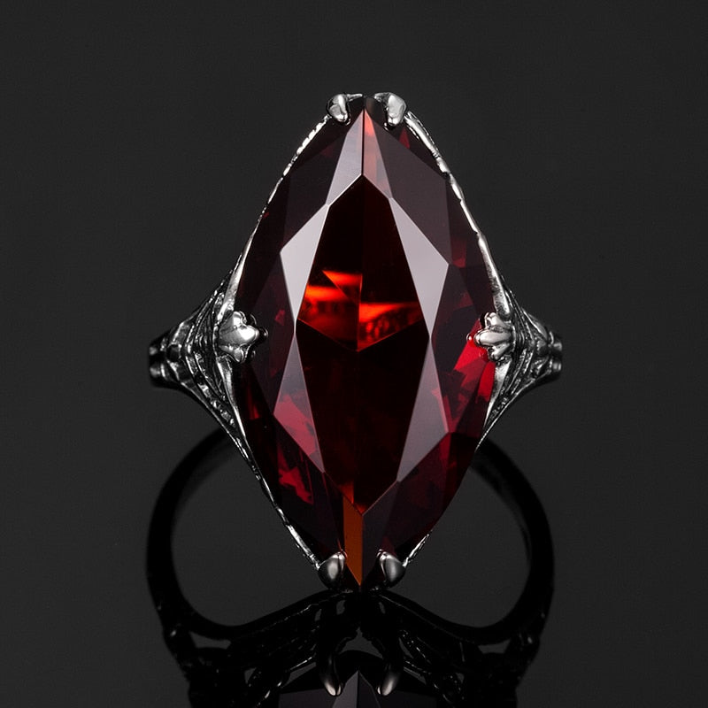 Szjinao Vintage Real 925 Sterling Silver 14*26mm Garnet Gemstone Marquise Ring For Women Wedding Engagement Famous Brand Jewelry