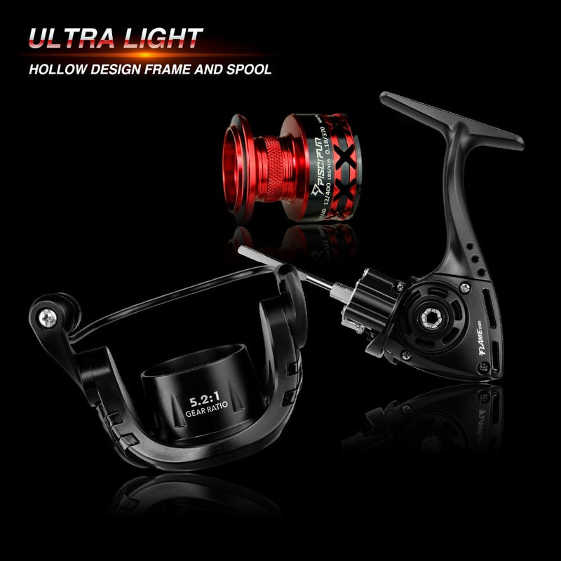 Piscifun Flame Spinning Reel Ultra Light Hollow Graphite Body X Shape 5.2:1 10 BB 9KG Max Drag 2000 3000 4000 5000 Angelrolle