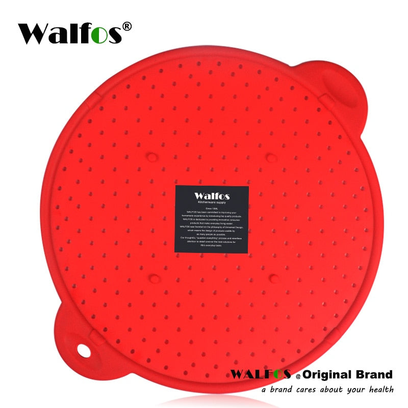 WALFOS 3 in 1 Splatter Screen Splatter Guard Kitchen Strainer Trivet Pot Lid Pan Cover Silicone Lid Spill Stopper Wash Strainer