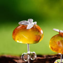 Lotus Fun Real 925 Sterling Silver Natural Amber Stone Handmade Designer Fine Jewelry Butterfly Stud Earrings for Women Brincos