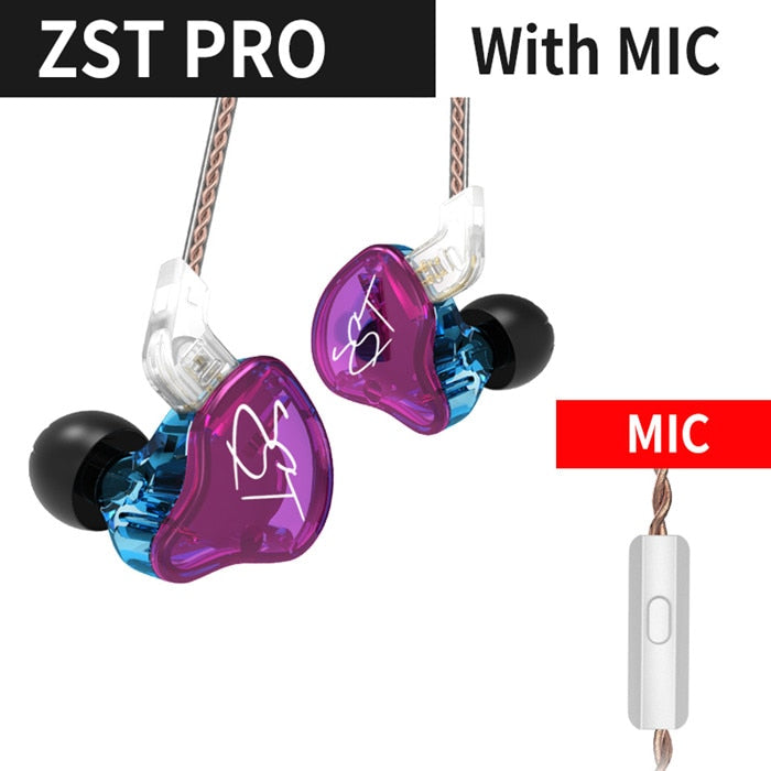 KZ ZST Bluetooth Earphones 1DD+1BA Driver Dynamic &amp; Armature in Ear Monitors Noise Isolating HiFi Music Sports Earbuds Headset