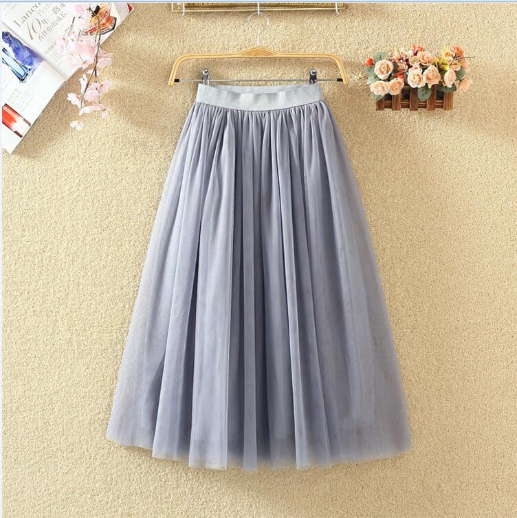 OHRYIYIE 2023 Spring Summer Vintage Long Tulle Skirt Women Elastic High Waist Mesh Skirts Pleated Tutu Skirt Female Jupe Longue