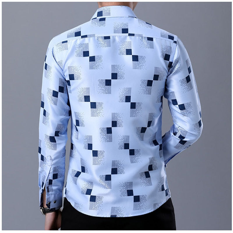 MIACAWOR Neue 2022 Marke Design Männer Hemd Frühling Langarm Freizeithemd Mode Druck Chemise Homme Camisa Masculina C419