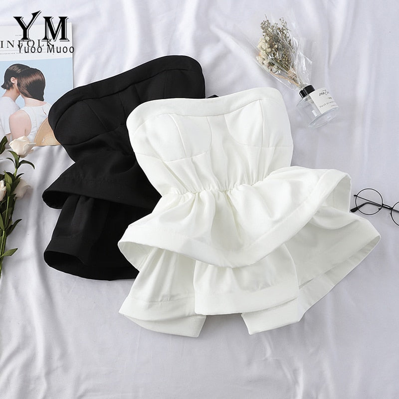 YuooMuoo Hot Off Shoulder Ruffle Top Women 2020 High Quality Comfy Summer Shirt Elegant High Waist Wrap Blouse Ladies Tops