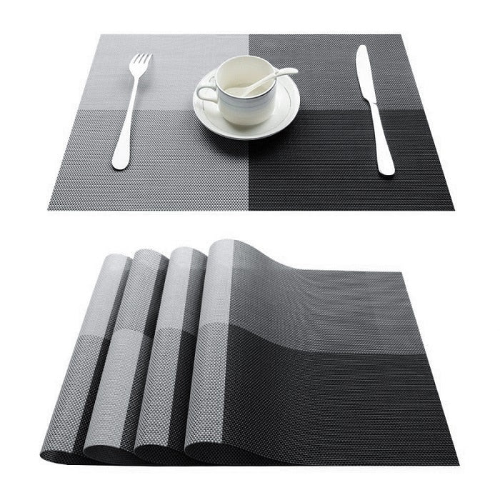 Set of 4 Table Placemats for Dining Table Woven Mats Non-slip Place Mats Set Cup Coaster Plastic Napkins for Kitchen and Home