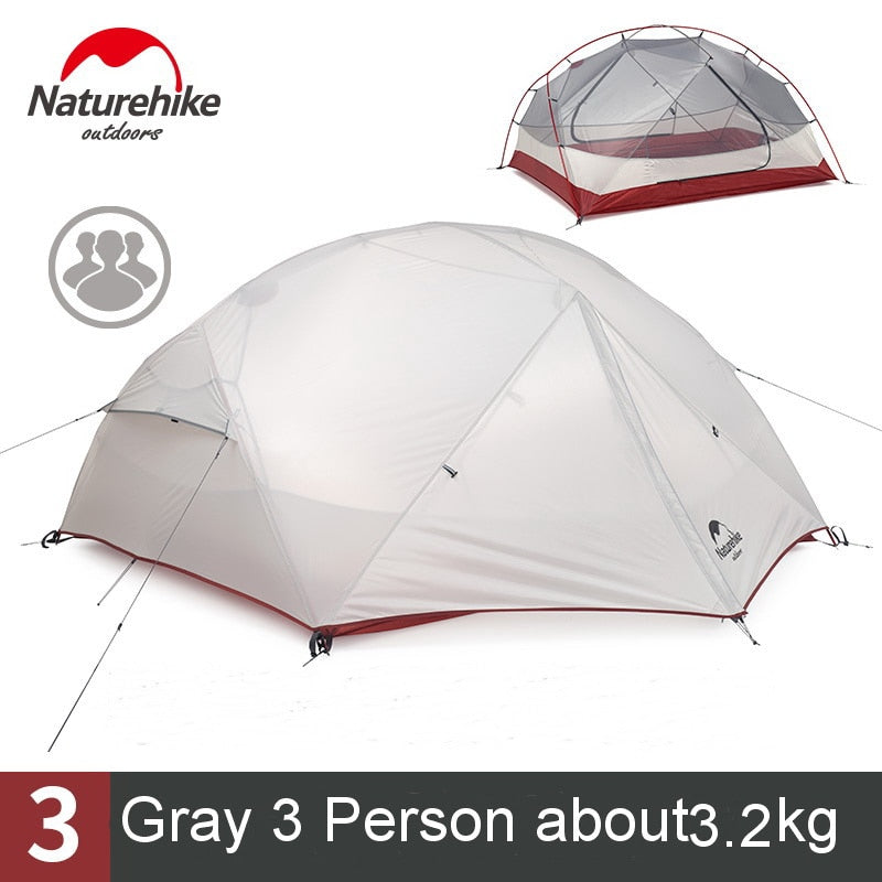 Naturehike Custom Mongar 1 2 3 Personen Wasserdichtes Doppellagiges Außenzelt Aluminiumstange Grau Ultraleicht Einzel Campingzelte Matte