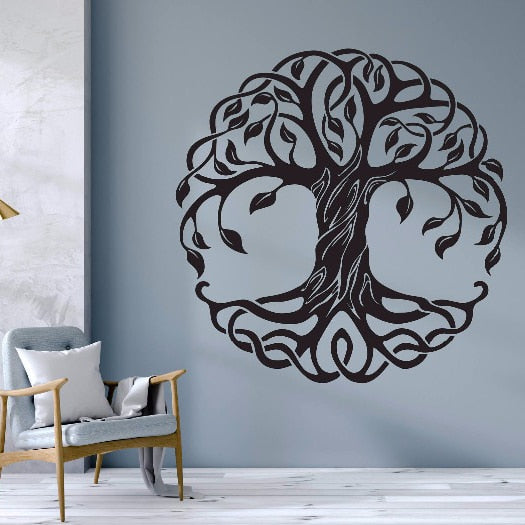 Mandala Kreis Bäume Vinyl Wandtattoos Home Decor Fitness Yoga Baum Wandaufkleber Baum des Lebens Yoga Studio Wandmalereien AZ044