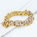 TOPGRILLZ Hip Hop Rock Jewelry Gold Color Plated Cuban Chain Micro Pave CZ Stones Bracelet 8 Inch Length Beacelets For Men