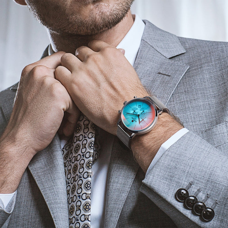 2022 nuevo reloj de cristal brillante de Color a la moda para hombre, cronógrafo de marca de lujo, reloj de negocios de acero inoxidable para hombre, reloj de pulsera para hombre