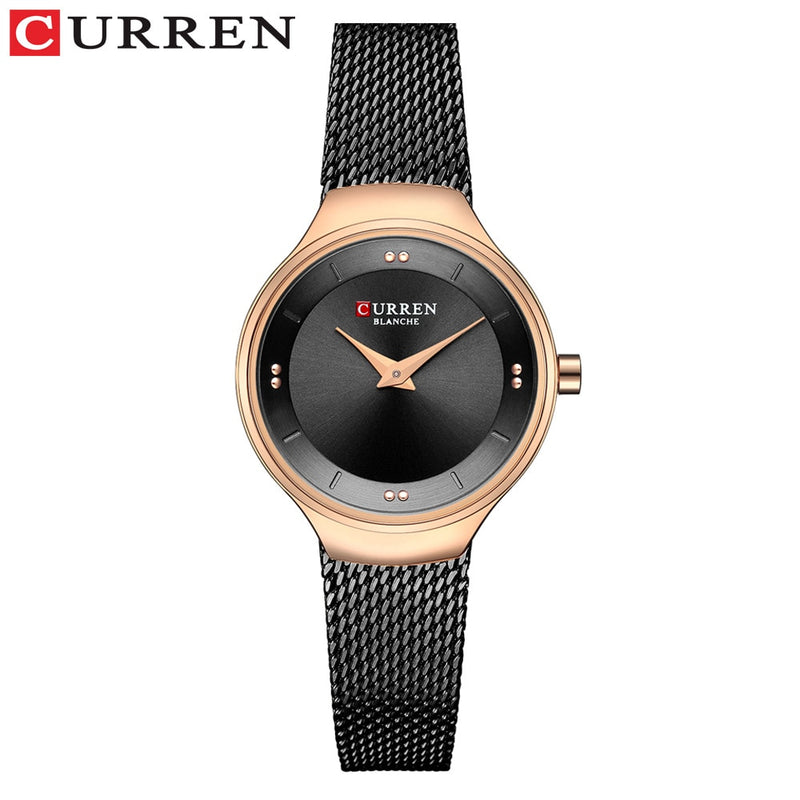 Elegant Women Watches CURREN Fashion Quartz Stainless Steel Mesh Watch Female Simple Wristwatch for Ladies Clock reloj mujer