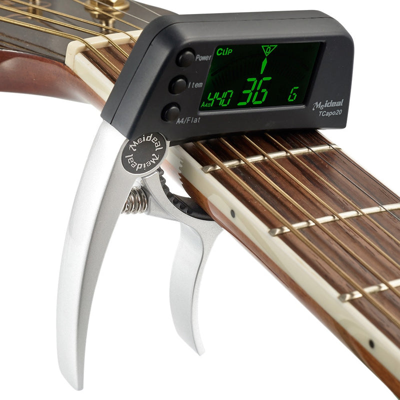 TCapo20 Acoustic Guitar Tuner Capo Guitar Capofret 2 in 1 Capo Tuner Metall für E-Gitarre Bass Chromatic Parts