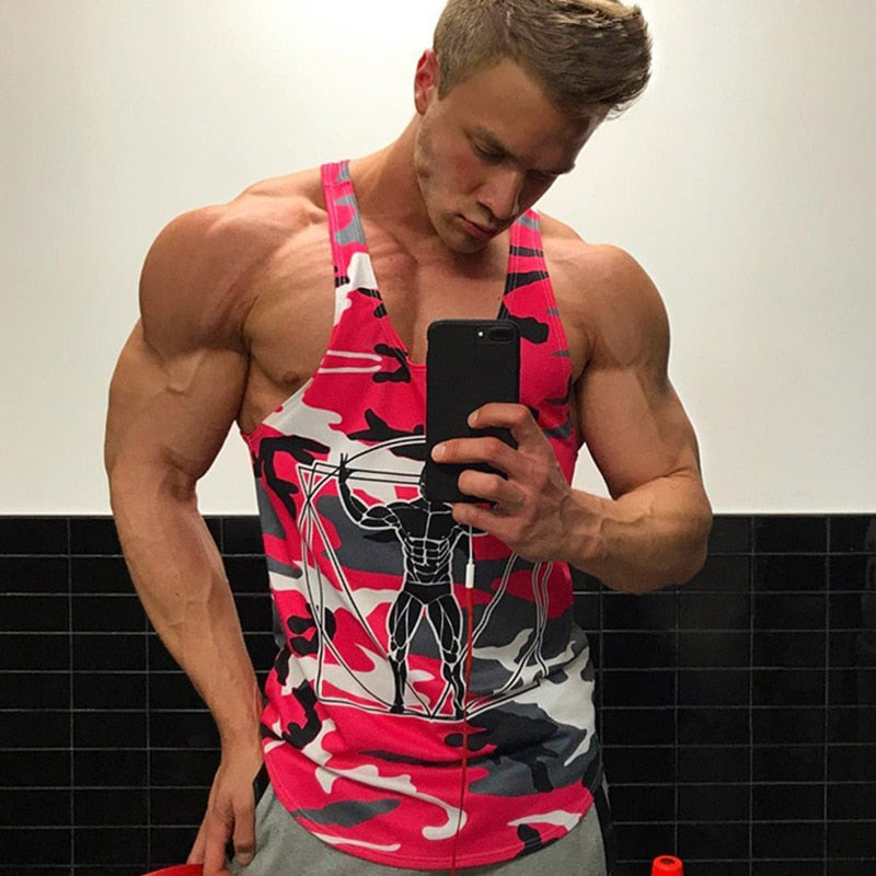 Men Bodybuilding Tank Tops Camouflage Sleeveless Shirt Gym Fitness Workout Singlet Vest Undershirt Quick Dry Training Clothing