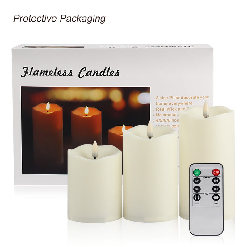 3Pcs/Set Remote Control LED Flameless Candle Lights New Year Candles Battery Powered Led Tea Lights Easter Candle With Packaging