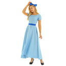 Women Halloween Cosplay Costume Wendy Dress Boat Neck Short Puff Sleeves Princess Party Fancy Maxi Dress with Headwear and Belt