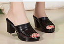 2023 new women sandals women slippers genuine leather thick high-heeled color block decoration open toe women sandals T012