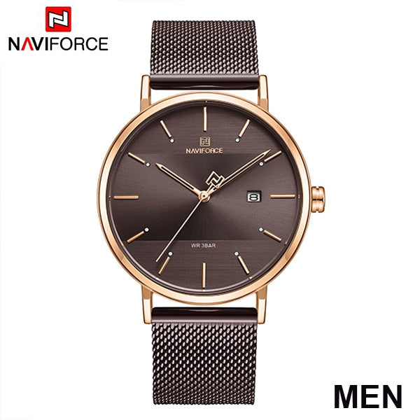 NAVIFORCE Couple Watch Luxury Quartz Mens Watch Women Simple Wristwatch Clock for Male Female Waterproof Lovers Gift Watch 2019