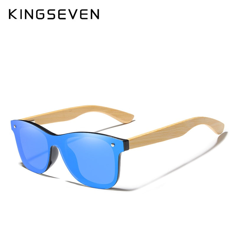 Marca KINGSEVEN, gafas de sol polarizadas con templos de bambú para hombre, gafas cuadradas clásicas, gafas de sol Retro de moda para mujer, logotipo personalizado