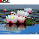 HOMFUN Full Square/Round Drill 5D DIY Diamond Painting "Lotus landscape" 3D Diamond Embroidery Cross Stitch Home Decor A19126
