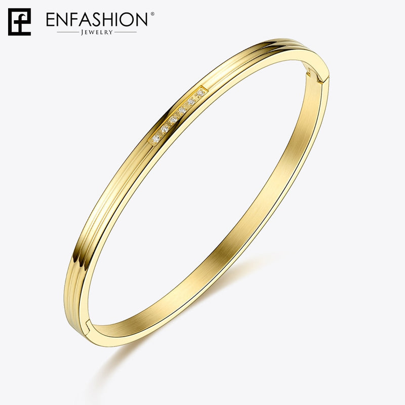 Enfashion Multilayer Cuff Bracelet Party Crystal Bangles Gold Color Stack Bracelets For Women Fashion Jewelry Wholesale 182004