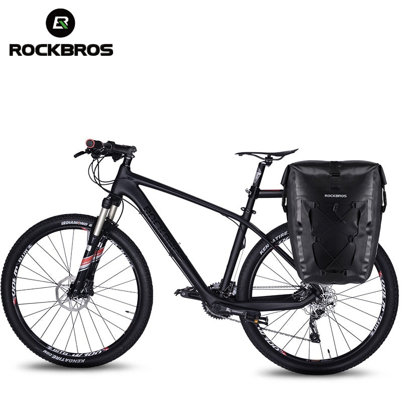 ROCKBROS-bolsa para bicicleta de ciclismo, resistente al agua, bolsa trasera para bicicleta, asiento trasero, bolsas para maletero, alforja, 27L, cesta grande, accesorios para bicicleta MTB