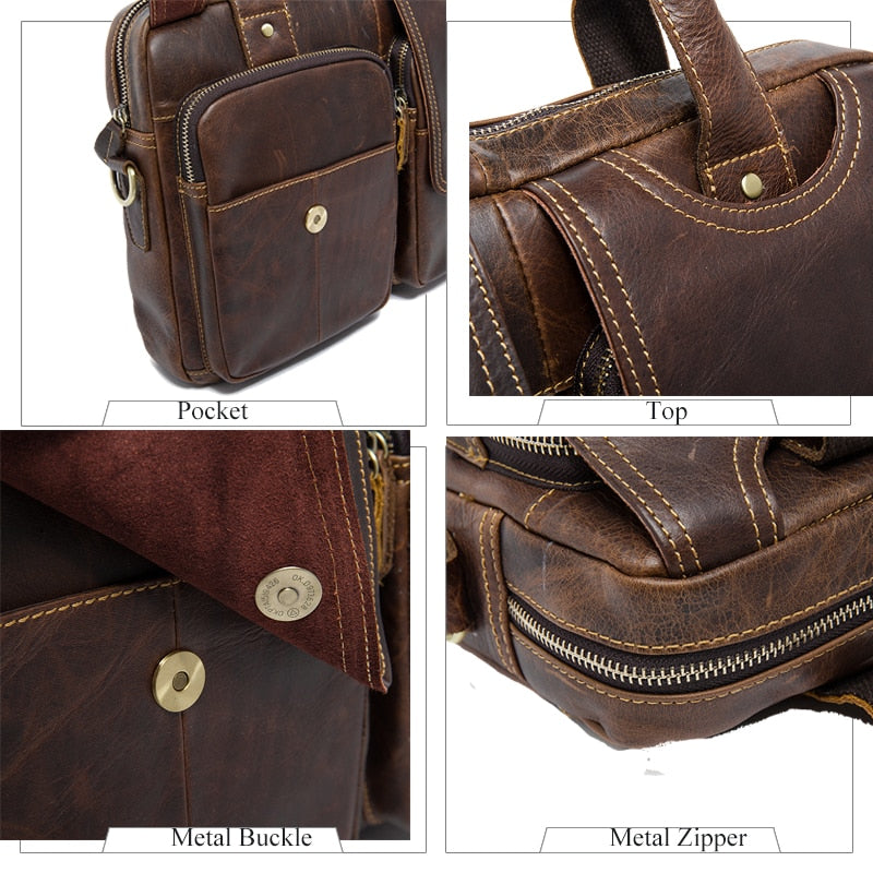 WESTAL Men&#39;s Bag Genuine Leather Men&#39;s Briefcases Laptop Bag Leather Totes for Document Office Bags for Men Messenger Bags 8002