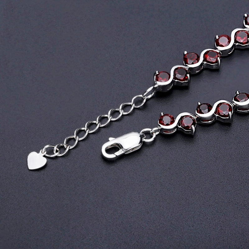 GEM'S BALLET, pulseras y brazaletes de plata de ley 925 auténtica para mujer, pulsera de piedras preciosas de granate rojo Natural de 11,79 quilates, joyería fina