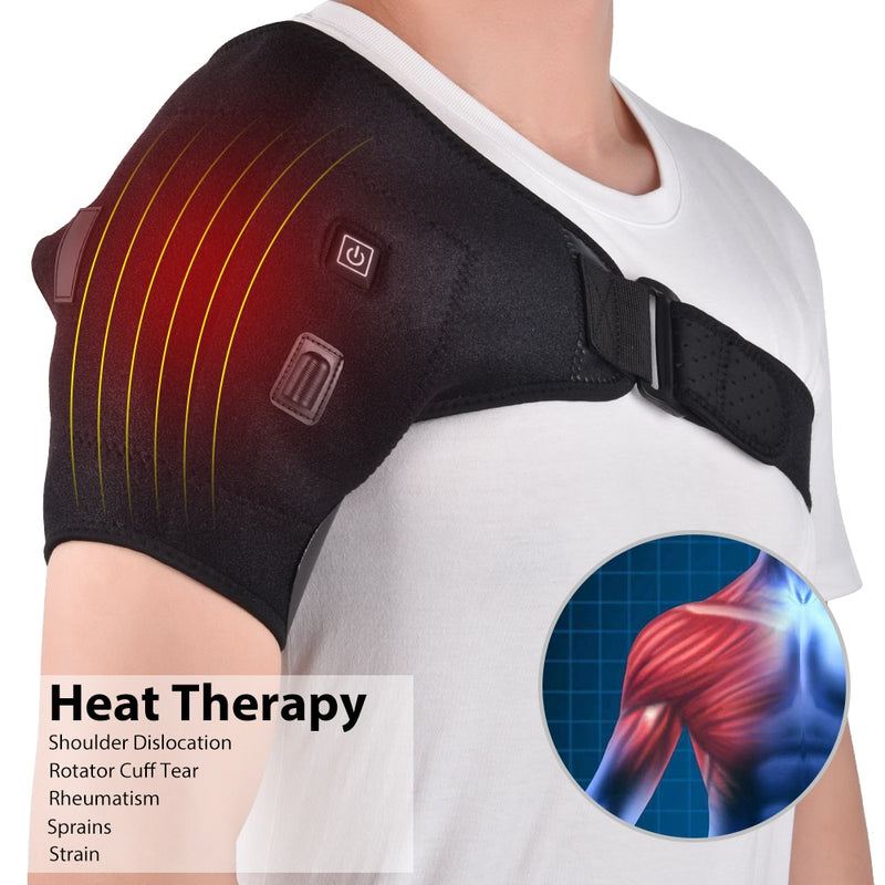 Heat Therapy Shoulder Brace Adjustable Shoulder Heating Pad for Frozen Shoulder Bursitis Tendinitis Strain Hot Cold Support Wrap