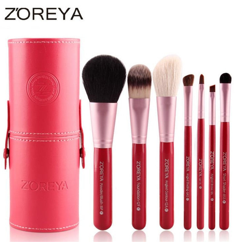 Zoreya 7pcs Natural Goat Hair Makeup Brushes Set Powder lot pinceaux maquillage Cosmetic tool MakeUp Brush Organizer 40