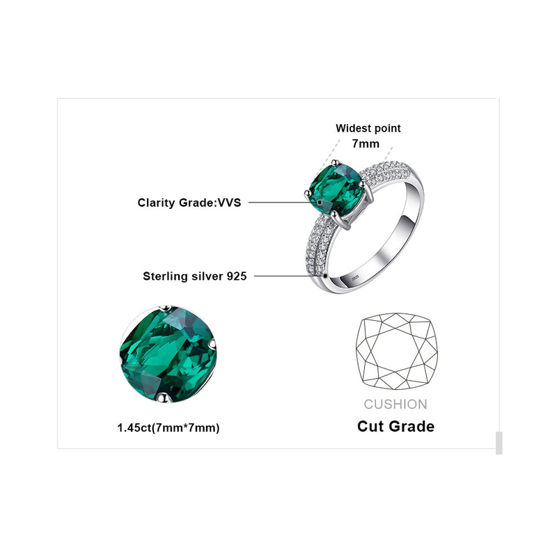 JewelryPalace verde simulado Nano Esmeralda creado anillo de rubí 925 plata esterlina piedra preciosa solitario anillos de compromiso para mujeres