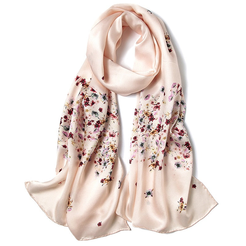 DANKEYISI 100% Natural Silk Scarf Women Silk Wraps Shawls and Scarves Hijabs Female Printed Beach Cover up Ladies Bandana 2019