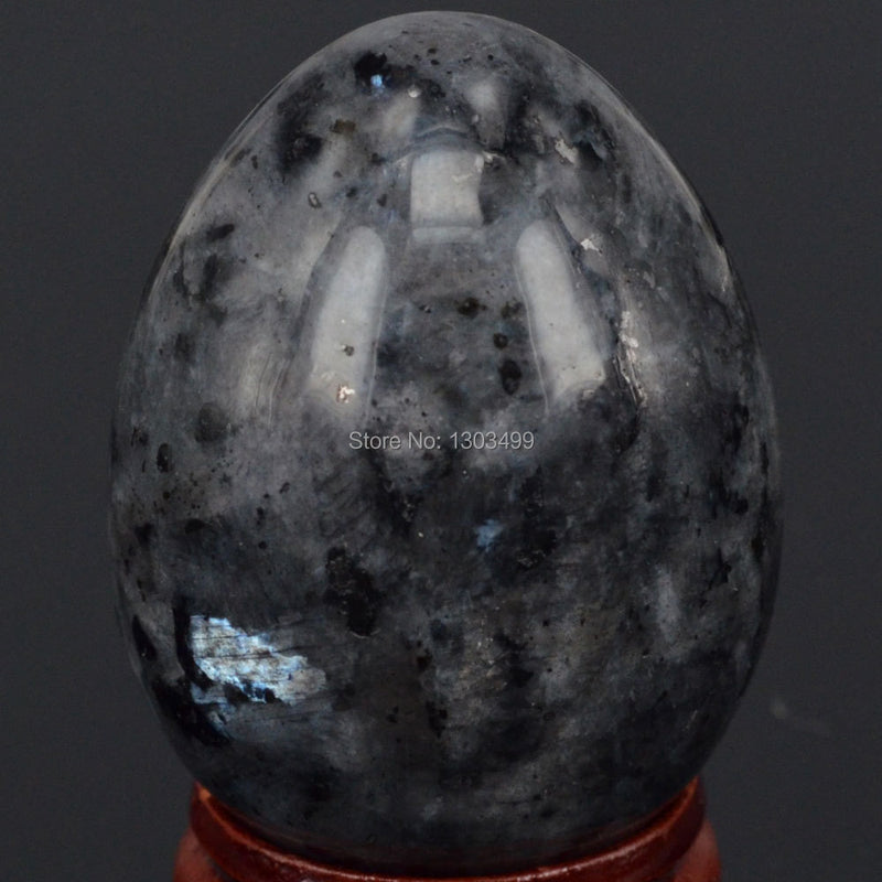 35x48mm Natural Gemstone LARVIKITE LABRADORITE Sphere Egg Healing Reiki Crafts Stone Massage Finger Exercise