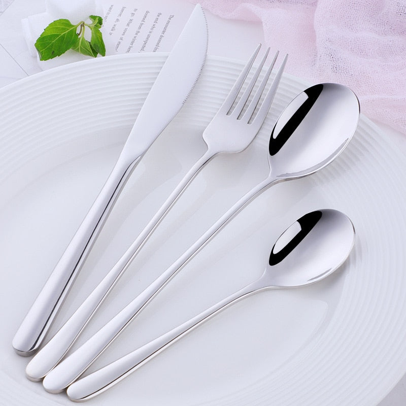 Stainless Steel Dinnerware 24 pcs Black Cutlery Set Fork Spoon Knife Set Western Tableware Party Table Utensils Home