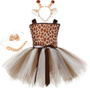 1Set Giraffe Girls Tutu Dress Outfit Zoo Animal Kids Halloween Costume Toddler Baby Girl Fancy Performance Birthday Party Dress