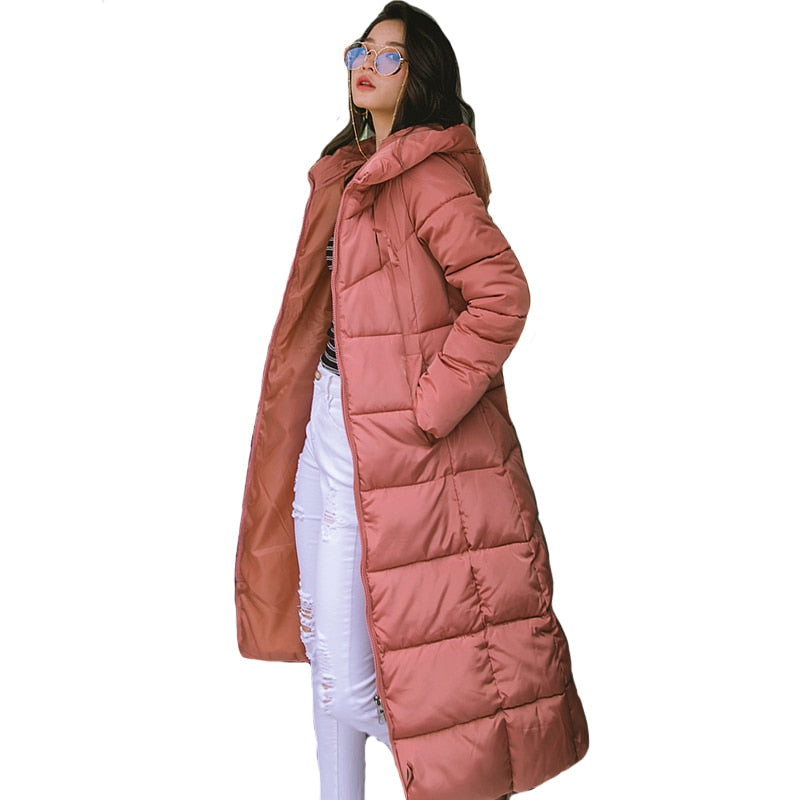 Gran oferta, chaqueta de invierno para mujer, Parkas x-long con capucha, abrigo acolchado de algodón para mujer, prendas de vestir cálidas de alta calidad, Parka para mujer, abrigo de invierno