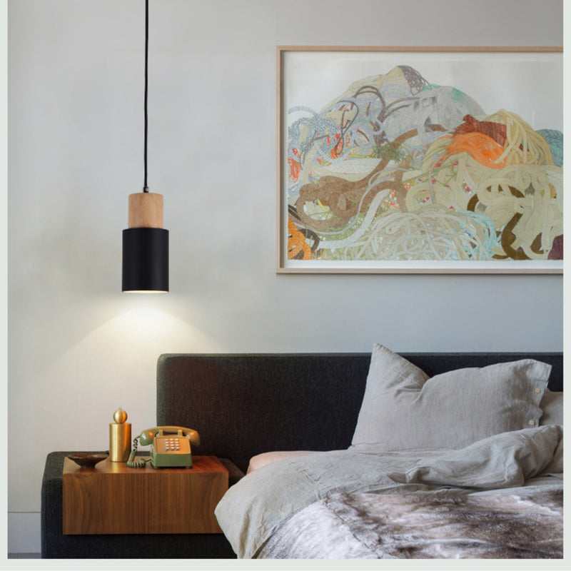 Designer Nordic Wire Chandelier Simple Wooden Pendant Lights LED Hang Lamp Colorful Fixture Kitchen Bar Hotel Home Indoor Decor