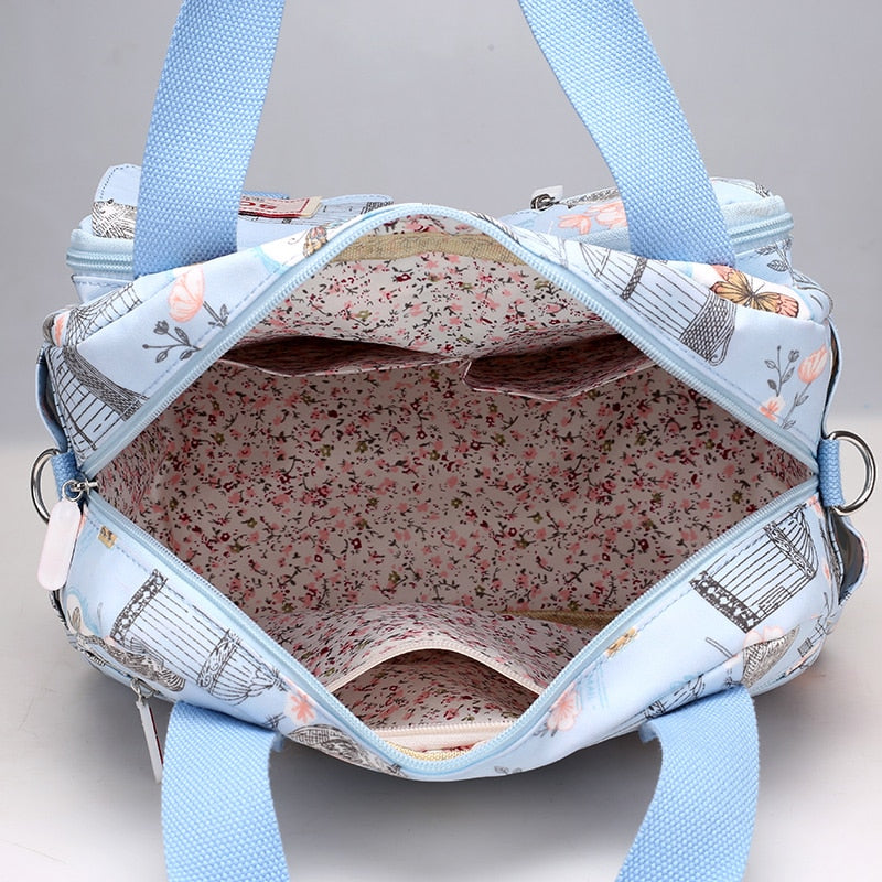 Neue mehrschichtige Nylon-Frauen-Umhängetaschen Mode Einfache Grils Handtaschen Messenger Bags Gedruckte Blumen Umhängetaschen