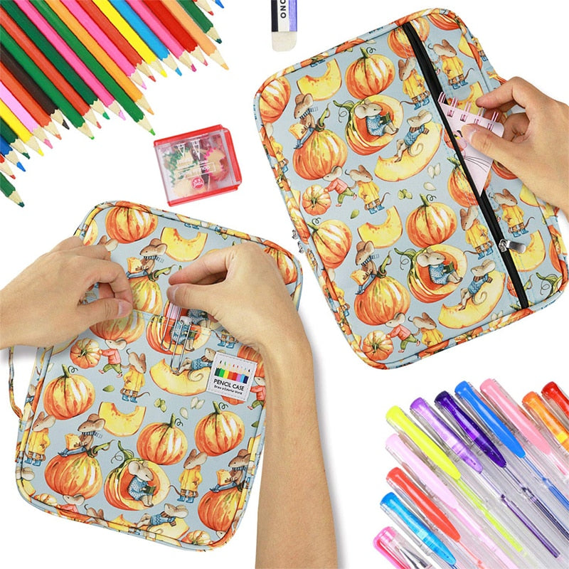 216 Slots Large Capacity Pencil Bag Case Organizer Cosmetic Bag For Colored Pencil Watercolor Pen Markers Gel Pens Great Gifts