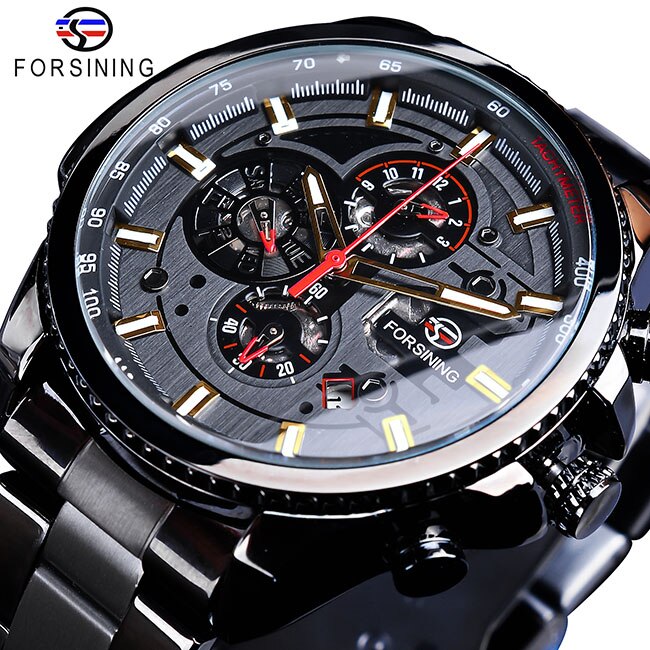 Forsining 2019 3 Dial Calendar Multifunction Military Luminous Hand Mens Mechanical Sport Automatic Wrist Watch Top Brand Luxury