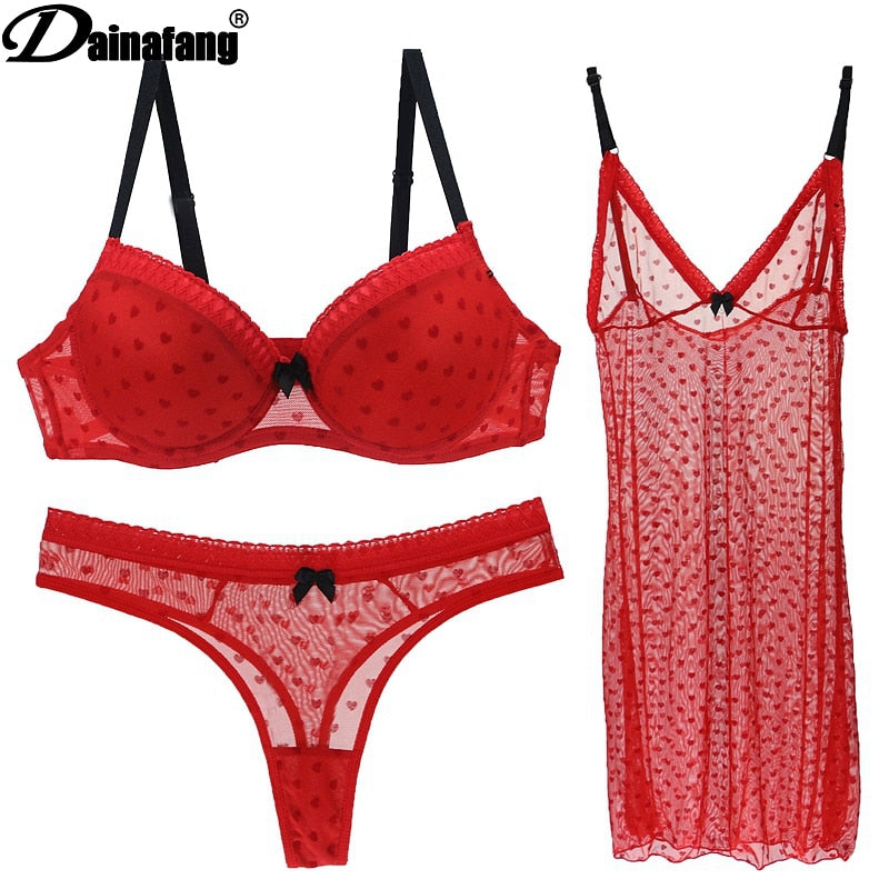 Lencería de marca DAINAFANG 36/80 38/85 40/90 42/95 BC Copa sujetador y breve ropa Sexy camisón conjuntos de ropa interior bragas para mujer