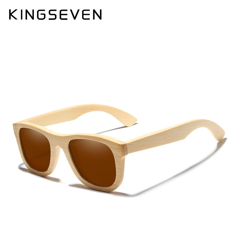 KINGSEVEN Handmade Bamboo Sunglasses Men Retro Vintage Wood Sun Glasses Women Polarized Mirror Coating Lenses Eyewear Case