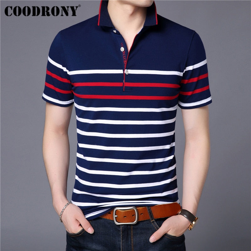 COODRONY Cotton T Shirt Men Short Sleeve T-Shirt Men Summer Social Business Casual Men&