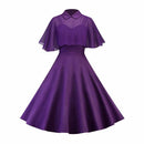 Women Vintage Gothic Cape Black Dress 2022 Autumn Two Piece Mesh Cloak Sleeves Peter Pan Collar Elegant Retro Goth Party Dresses