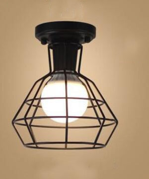 Luz de techo Vintage, lámpara de techo de hierro Retro nórdica moderna, decoración para sala de estar, Bar, Loft negro, E27, accesorio de jaula de luces para el hogar