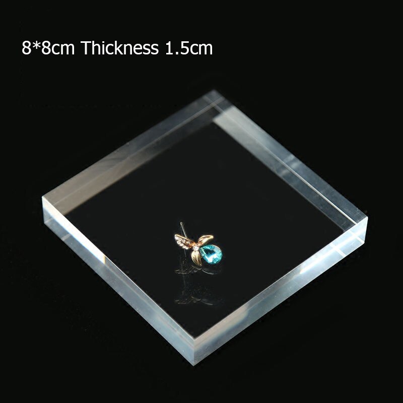 Square Solid Acrylic Display Stand Cabinet Shop Retail Jewellery Watch Art Counter Display Riser Block Clear Black Frosted White