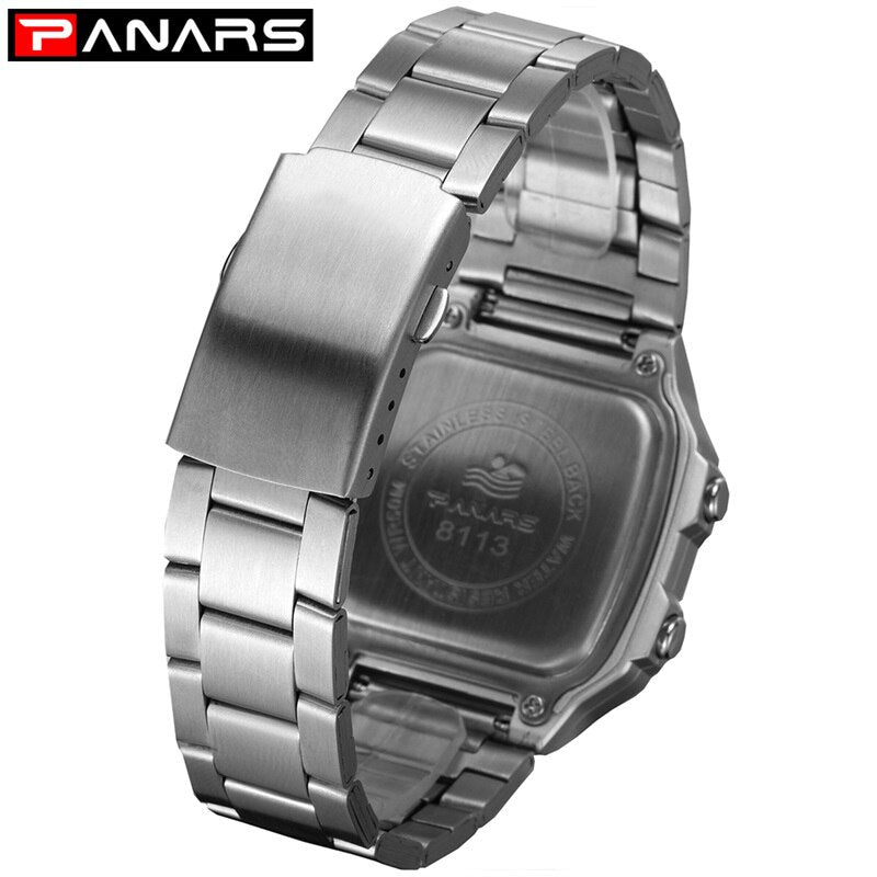 PANARS Reloj Deportivo Digital Men's Watches 50M Waterproof Sports Watch Stainless Steel Wristwatches Relojes Deportivos Zegarek