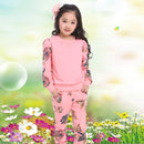 Winter Children Clothing Sets for Girls Floral Baby Girl Clothes Cotton Kids Tracksuit Sweatshirt+Pants Christma Costume Outfit