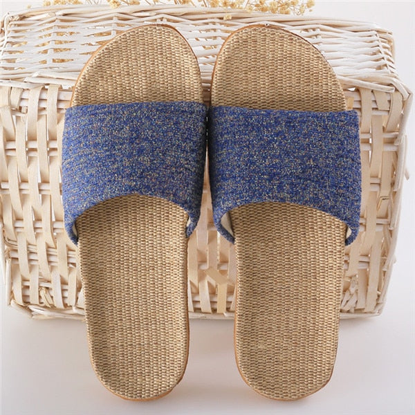 Suihyung Women Slippers Female Casual Flax Slides 13 Colors Linen Belt Ladies Sandals Flip Flops Lovers Summer Indoor Home Shoes