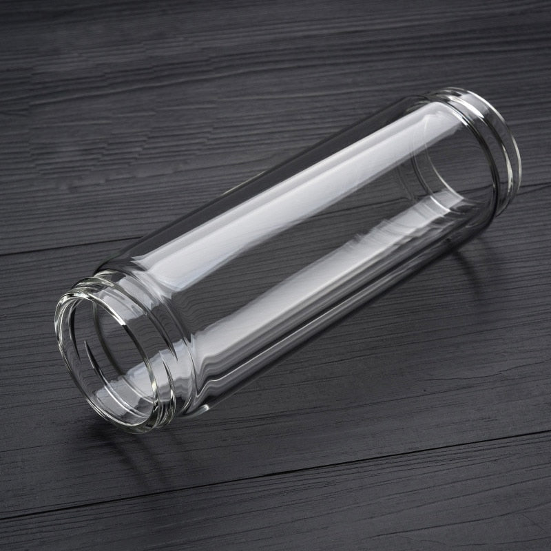 Botella de agua de vidrio con colador de té de hojas sueltas Infusor de té Botella de vidrio de doble pared Gratis para desmontar Thermos 300ML 400ML